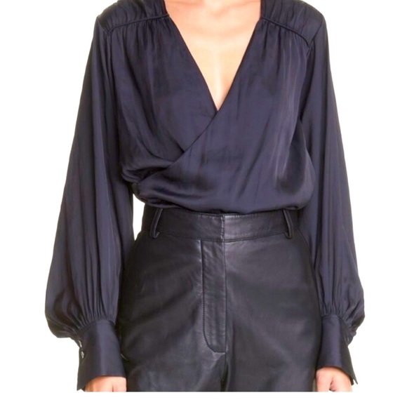 Frame Denim Tops - FRAME Black Criss Cross Blouse Size LG